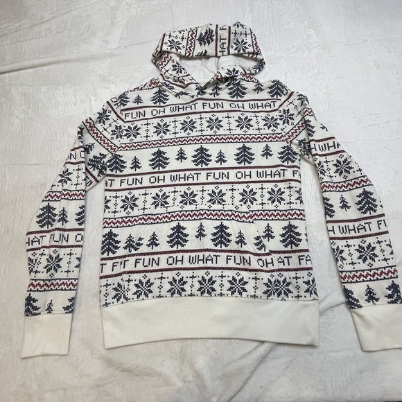 Aeropostale Other - Aeropostale Hoodie Mens Large White Christmas Holiday Oh What Fun Comfort